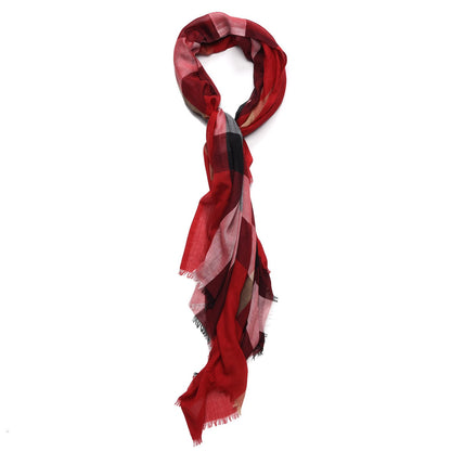 Burberry Modal Cashmere Silk Mega Check Scarf Parade Red 1 of 7