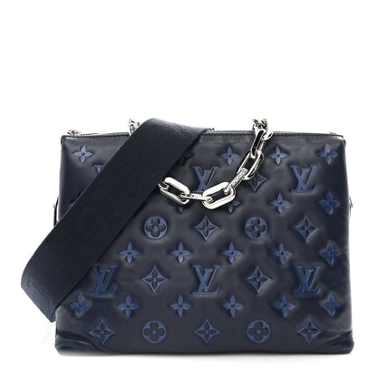 Louis Vuitton Lambskin Embossed Monogram Coussin PM Navy 2 of 21