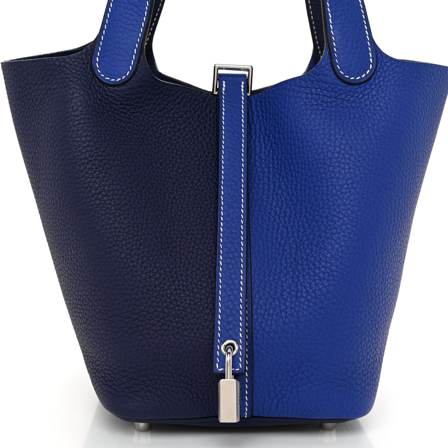 Taurillon Clemence Casaque Picotin Lock 18 PM Bleu Electrique Bleu Encre