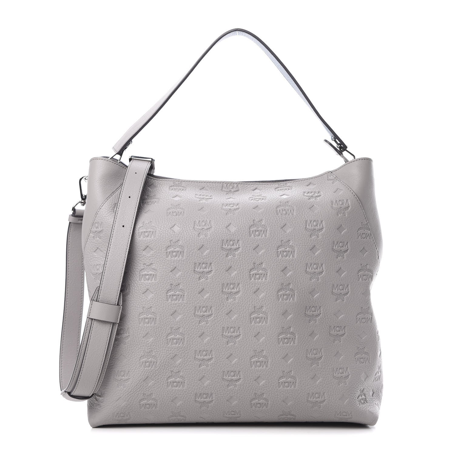 MCM Calfskin Ottomar Monogram Large Klara Hobo Dove 1 of 11