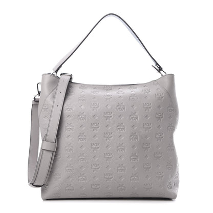 MCM Calfskin Ottomar Monogram Large Klara Hobo Dove 1 of 11