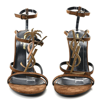 Saint Laurent Suede Cassandra 100 Sandals 38 Brown 2 of 7