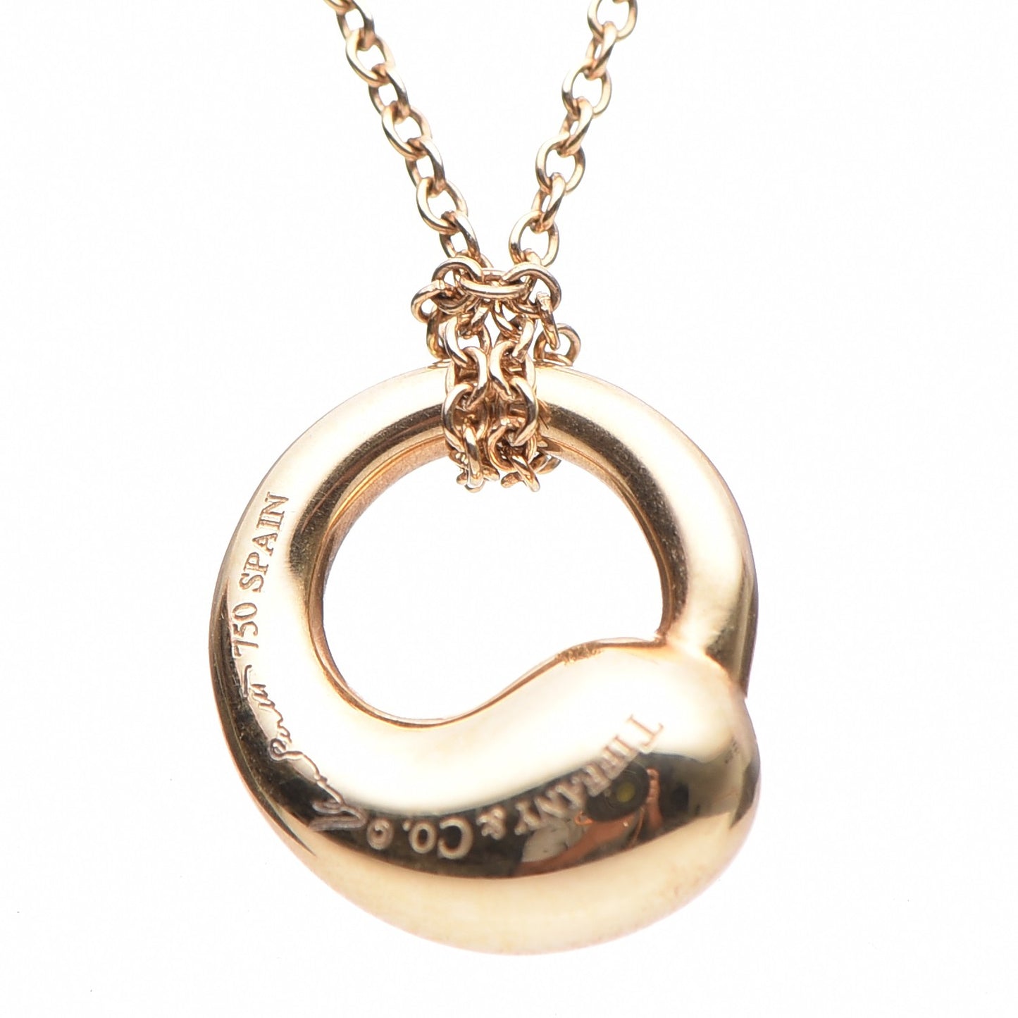 18K Yellow Gold 12mm Elsa Peretti Eternal Circle Pendant Necklace