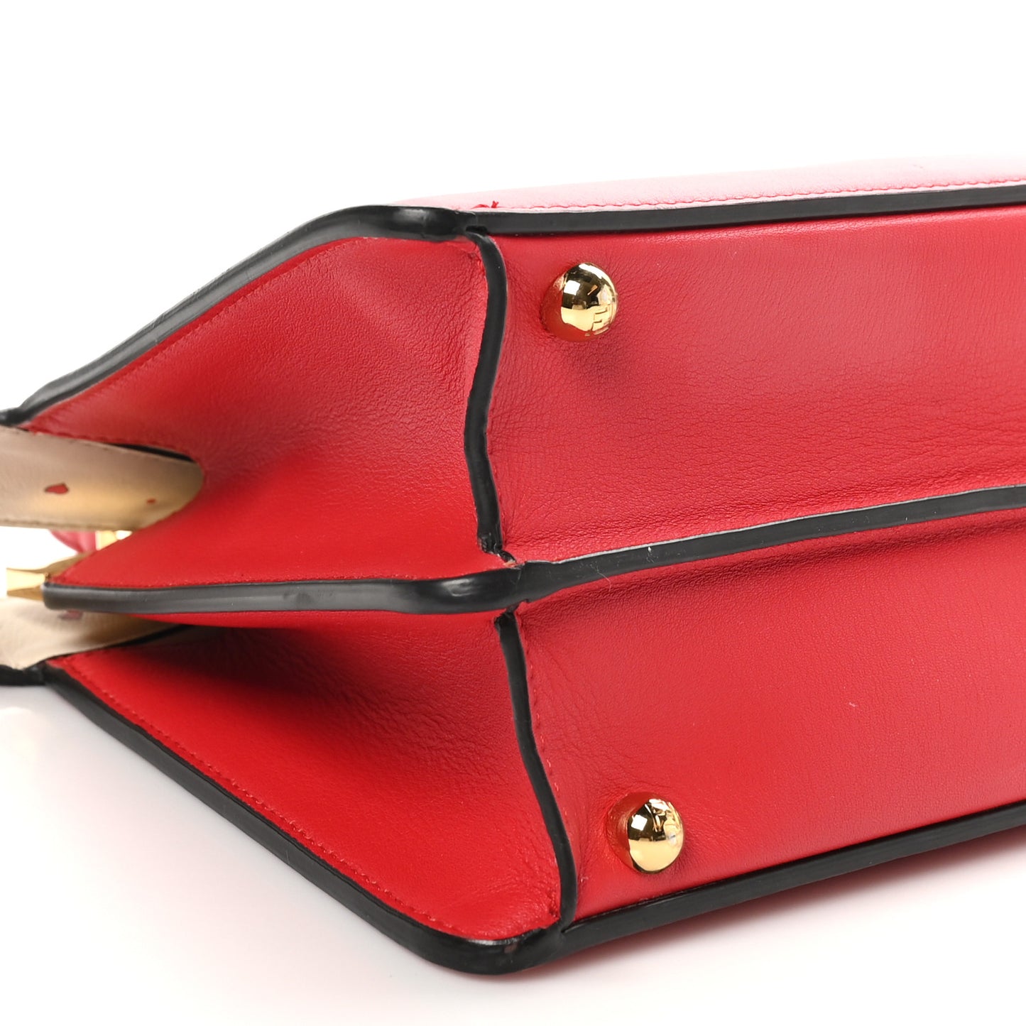 Vitello Seta Nappa Chinese Valentines Day Karligraphy Small Peekaboo I SEE U Satchel Rosso Cardinale Panna