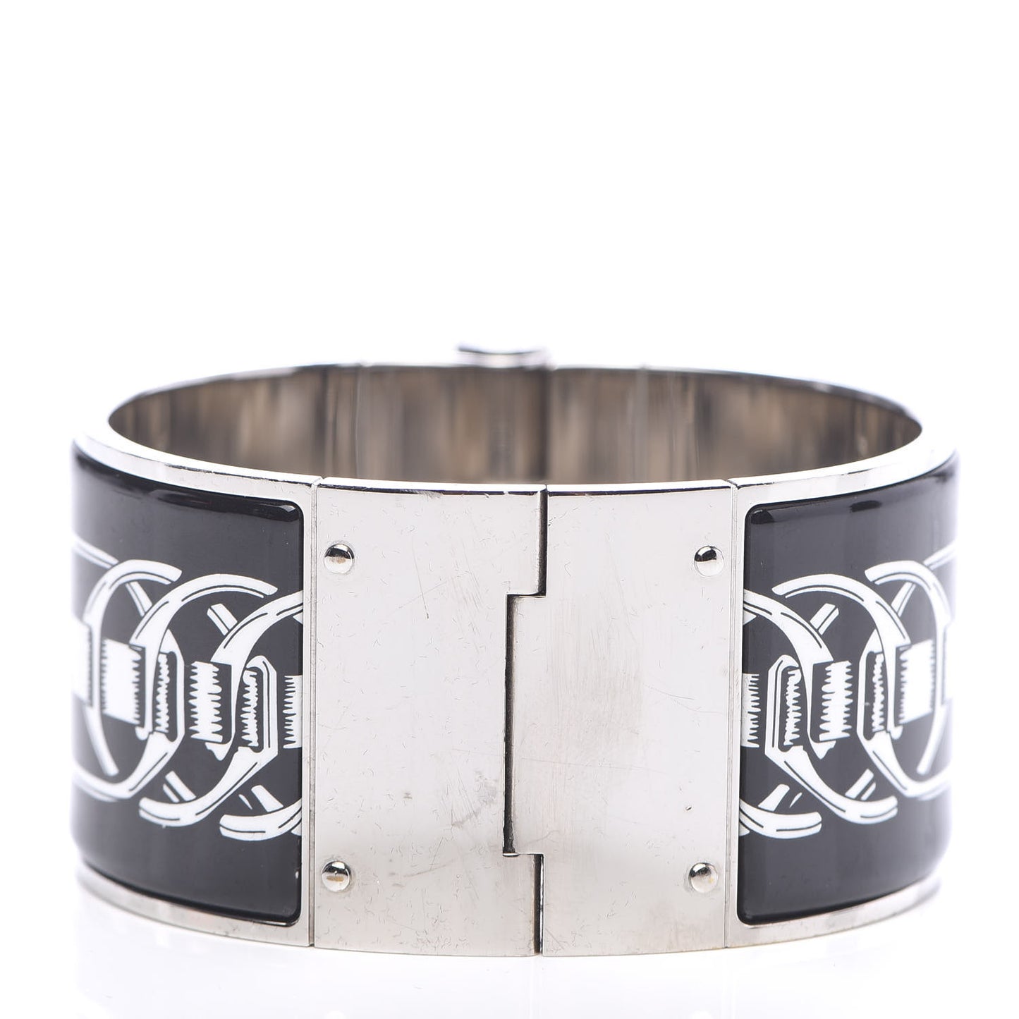 Enamel Printed Extra Wide Balades Equestres Hinged Bracelet S Positif Negatif
