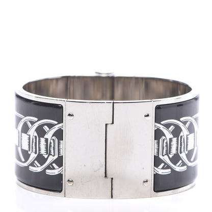 Hermes Enamel Printed Extra Wide Balades Equestres Hinged Bracelet S Positif Negatif 3 of 6