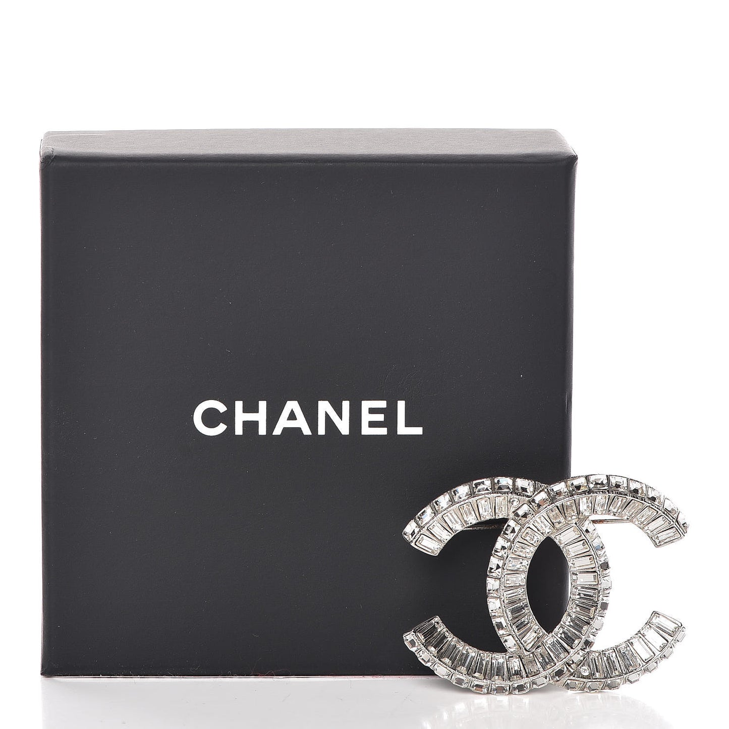 Baguette Crystal CC Brooch Silver