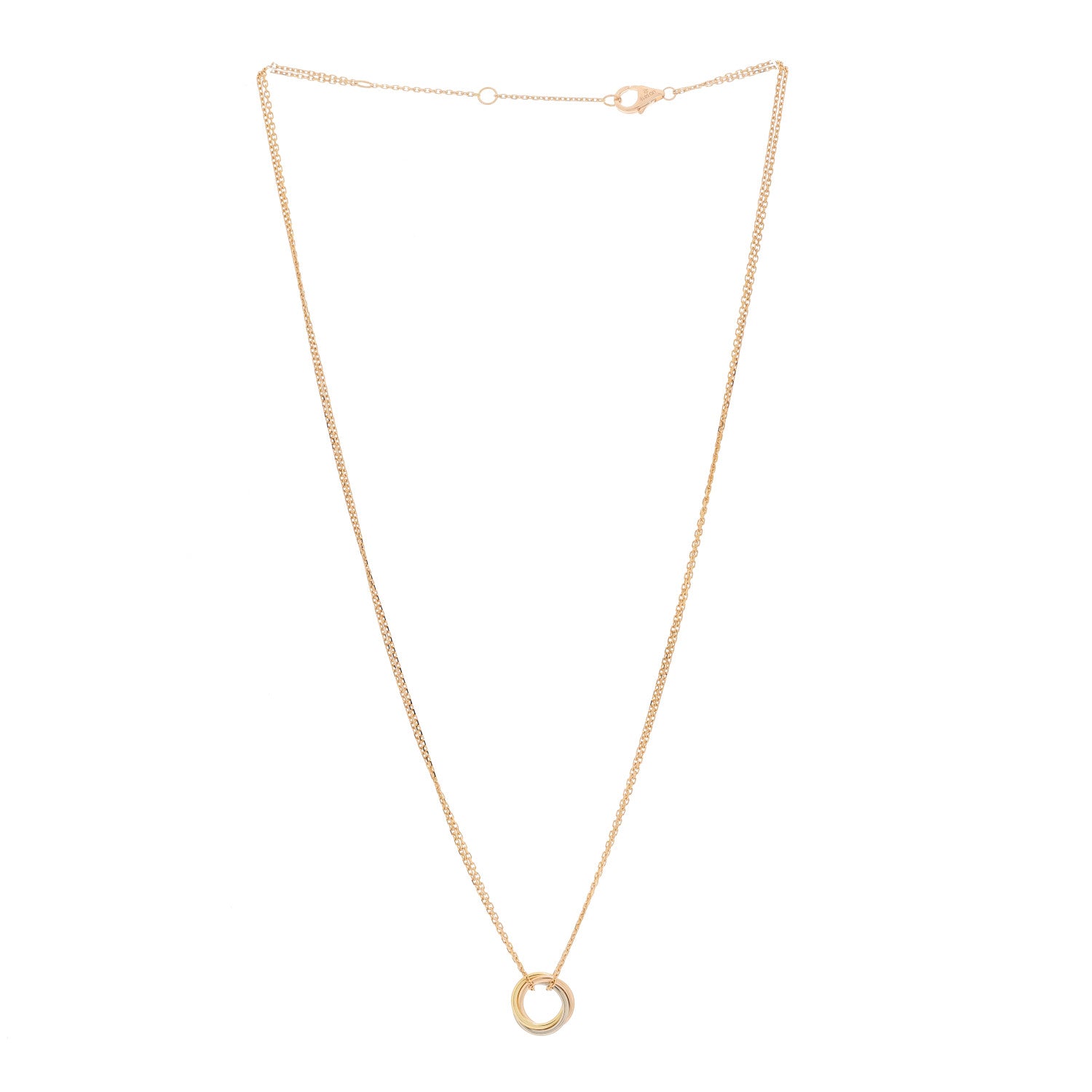 Cartier 18K Pink Yellow White Gold Trinity Double Chain Pendant Necklace 3 of 5