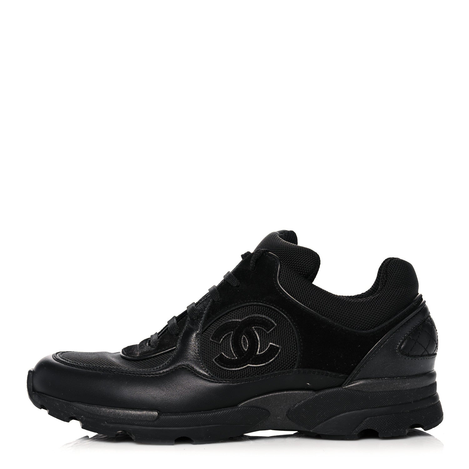 Chanel Toile Suede Calfskin CC Sneakers 39 Black 1 of 9