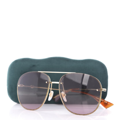 Gucci Metal Glitter Aviator Sunglasses G0227S Gold 7 of 8