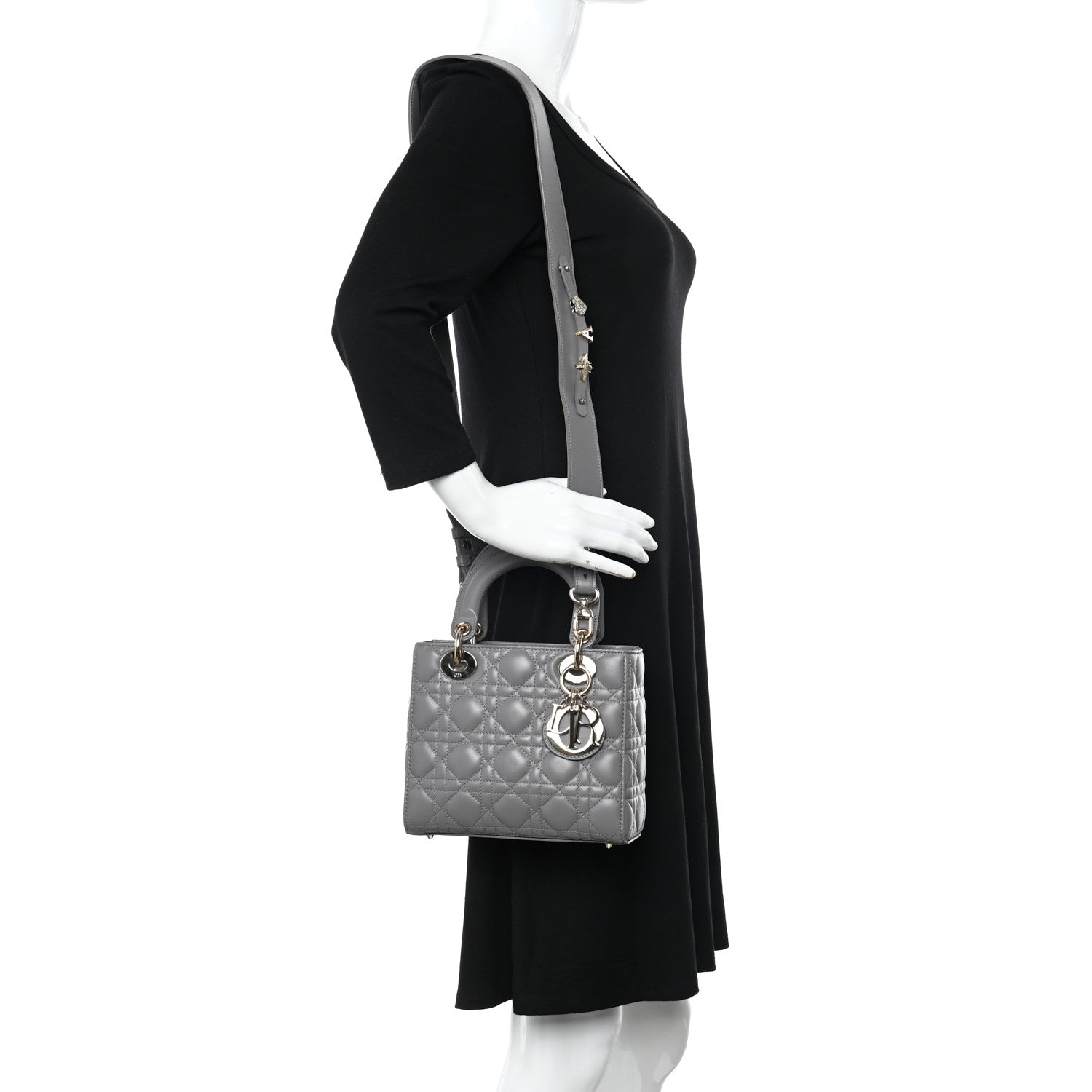 Christian Dior Lambskin Cannage Small My ABC Dior Lady Dior Grey 2 of 10