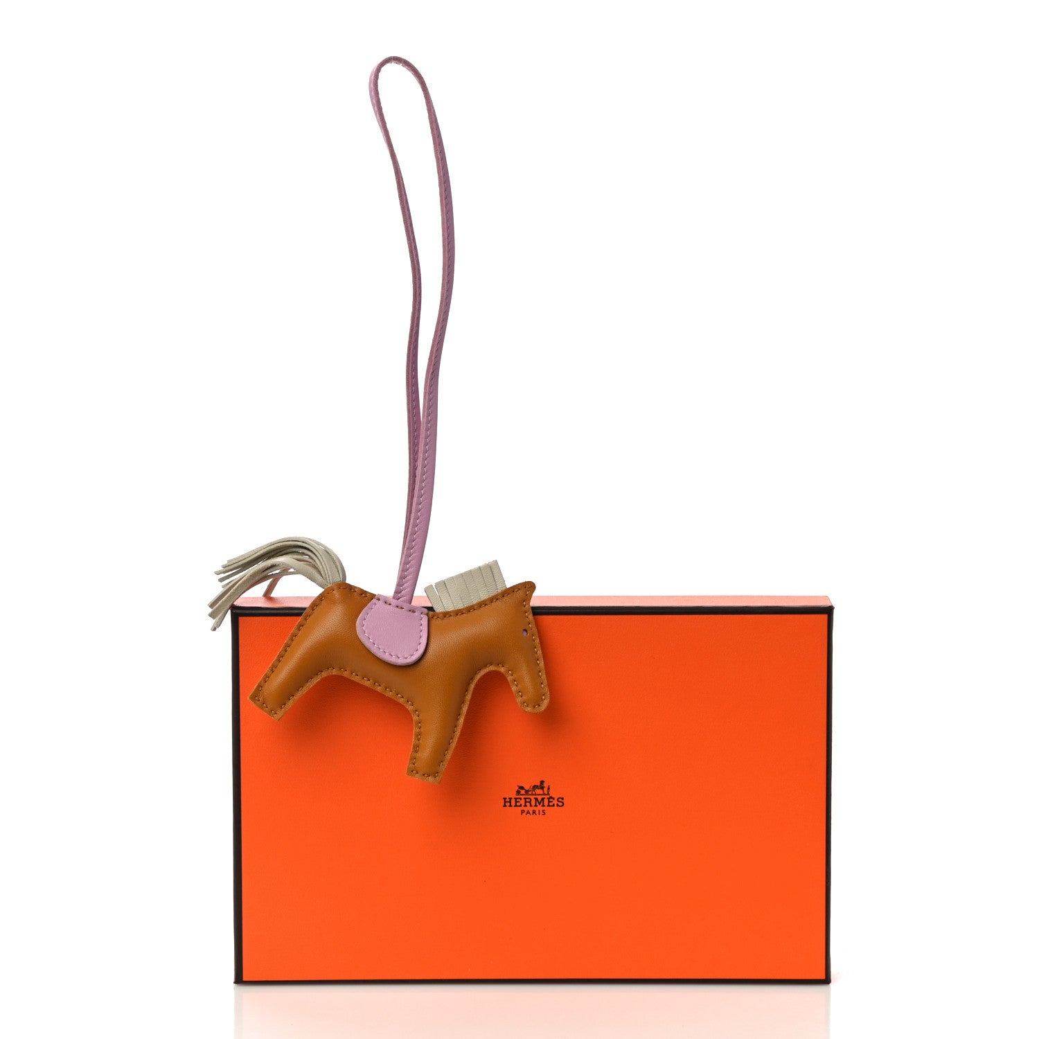 Hermes Milo Lambskin Grigri Rodeo Horse Bag Charm PM Sesame Mauve Sylvestre Craie 4 of 4