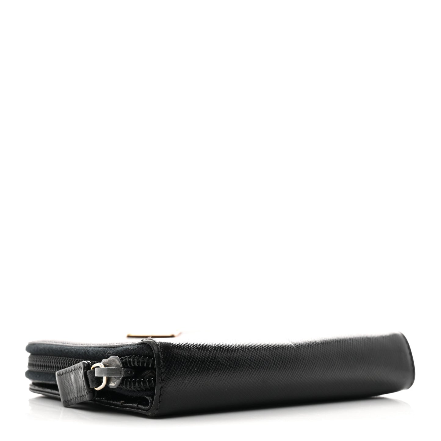 Saffiano Compact Zip Around Wallet Black