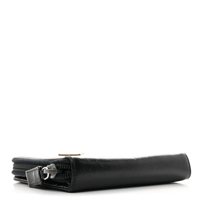 Prada Saffiano Compact Zip Around Wallet Black 4 of 10