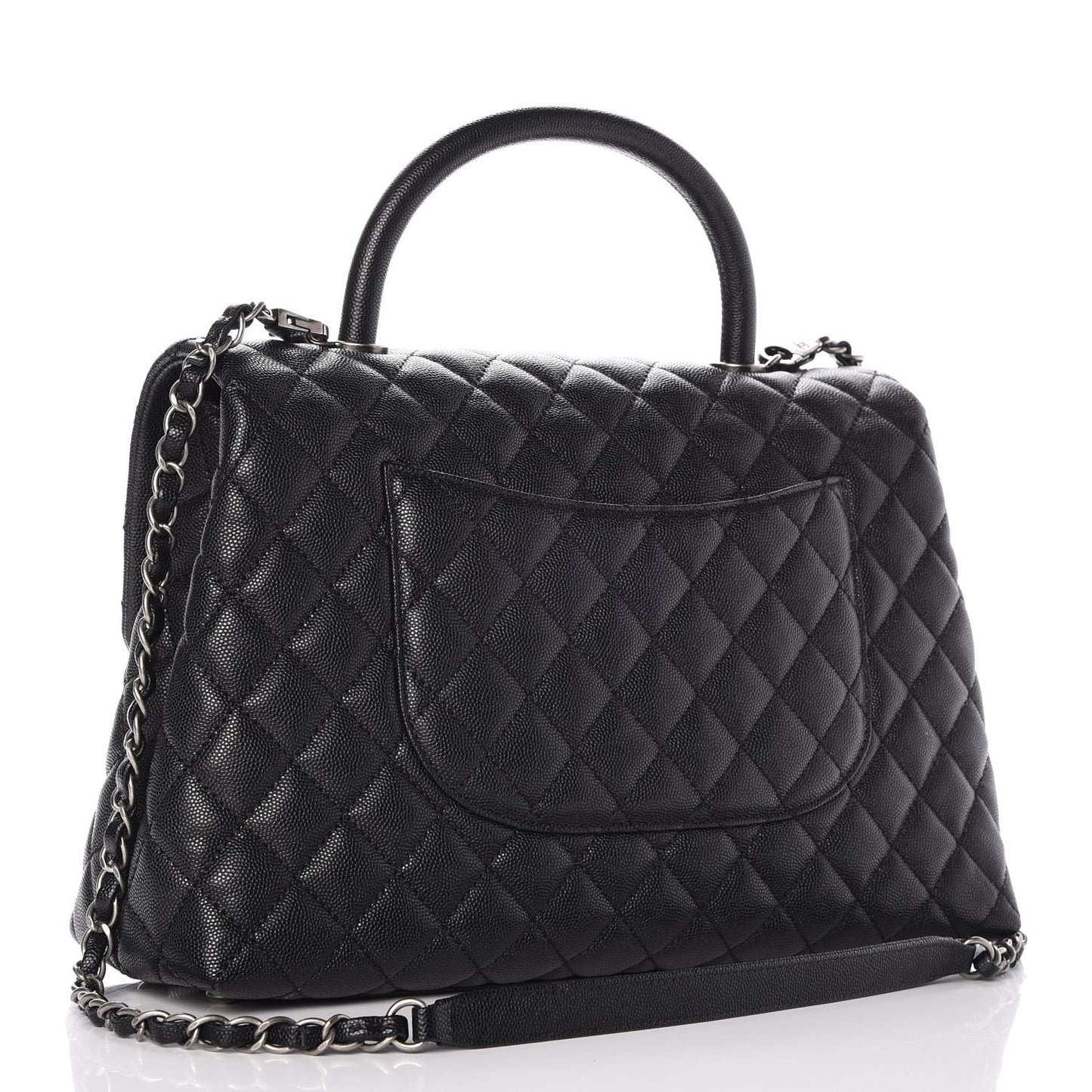 Caviar Quilted Medium Coco Handle Flap Black