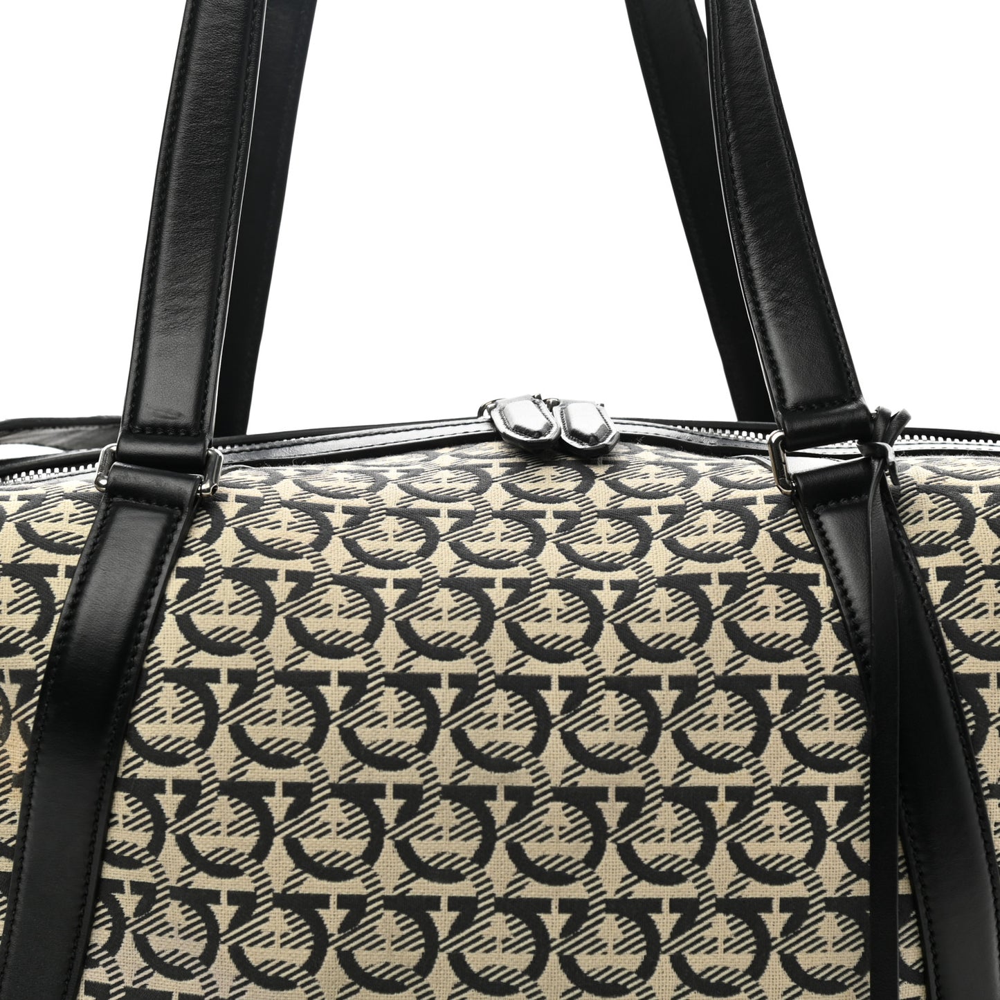 Canvas Calfskin Gancini Weekender Bag Black
