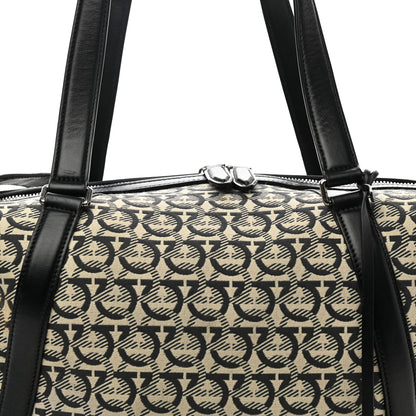 Salvatore Ferragamo Canvas Calfskin Gancini Weekender Bag Black 5 of 7