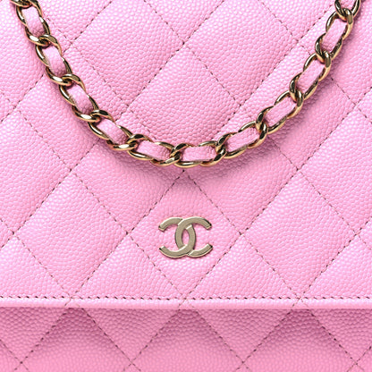 Chanel Caviar Quilted Wallet on Chain WOC Light Pink 9 of 12