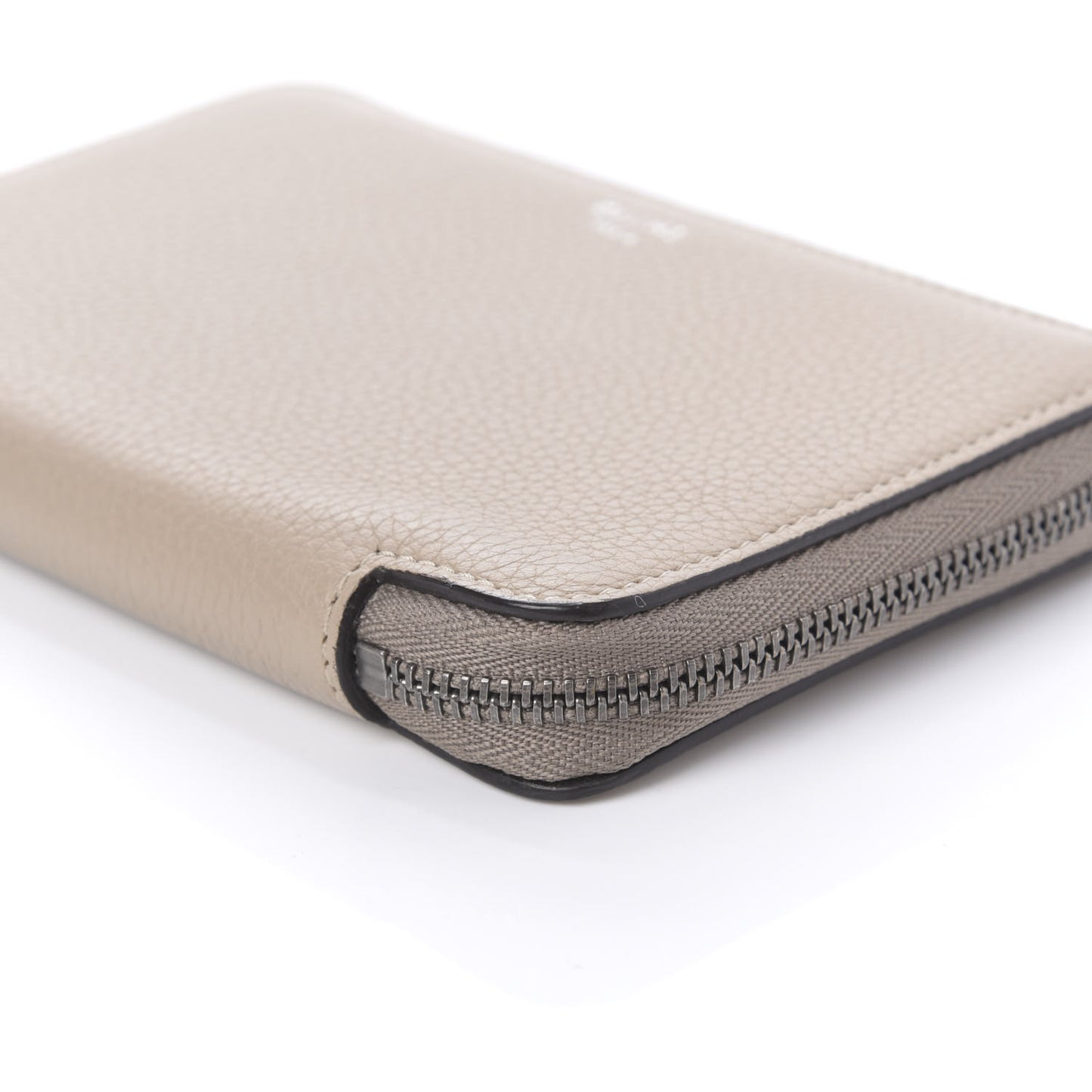 Drummed Calfskin Medium Zip Around Multifunction Wallet Dune