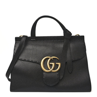 Gucci Calfskin Small GG Marmont Top Handle Bag Black 1 of 9