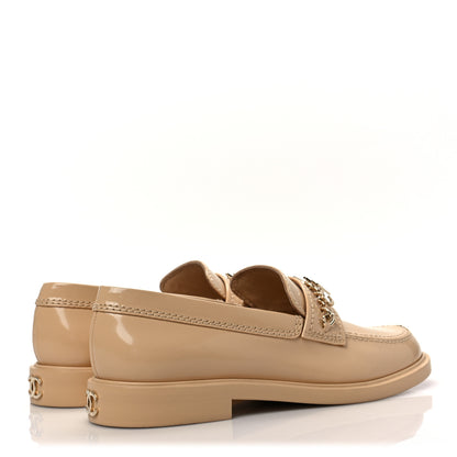 Chanel Shiny Calfskin Bonnie and Clyde Logo Loafers 36.5 Beige 4 of 10