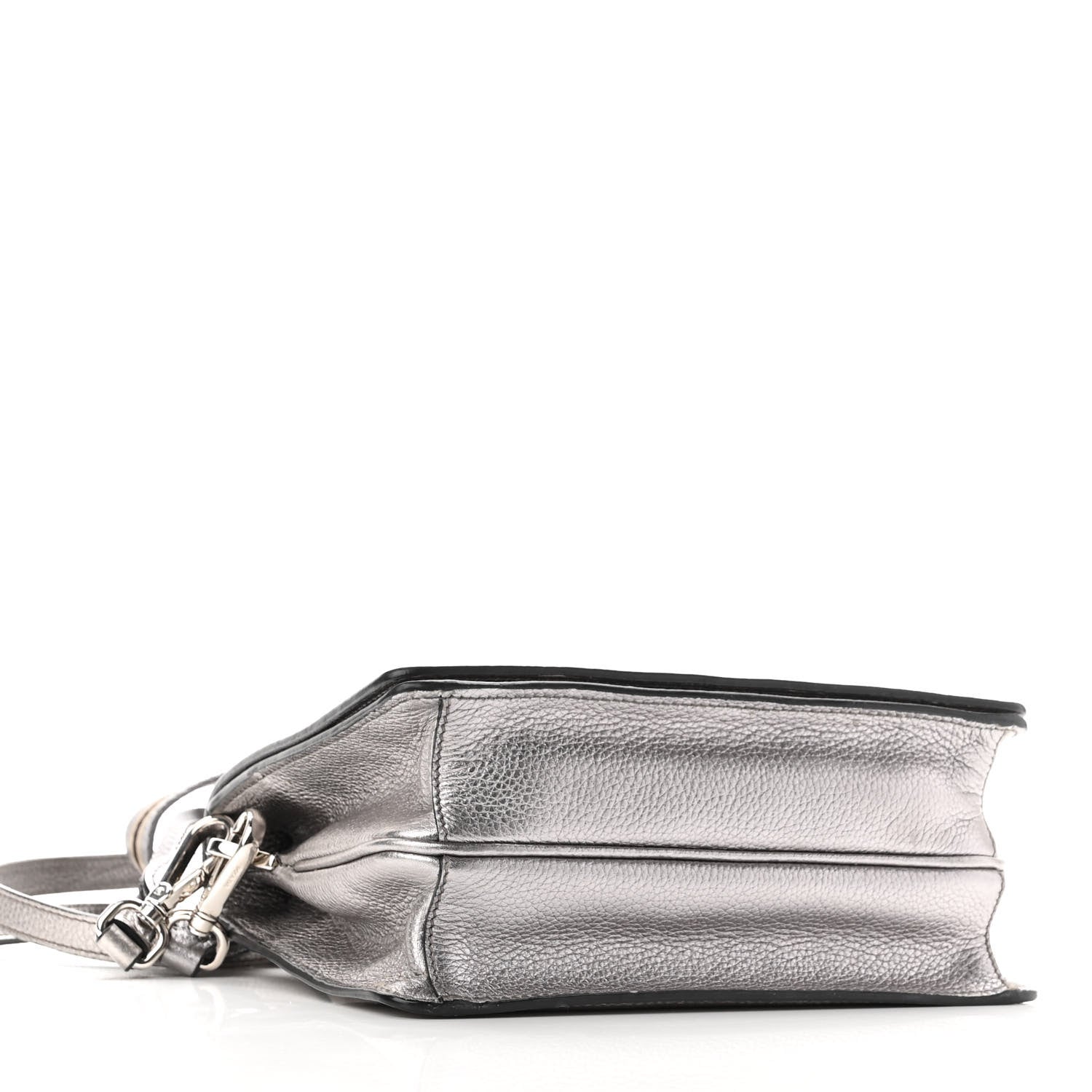 Prada Metallic Vitello Daino Flap Crossbody Cromo 4 of 8