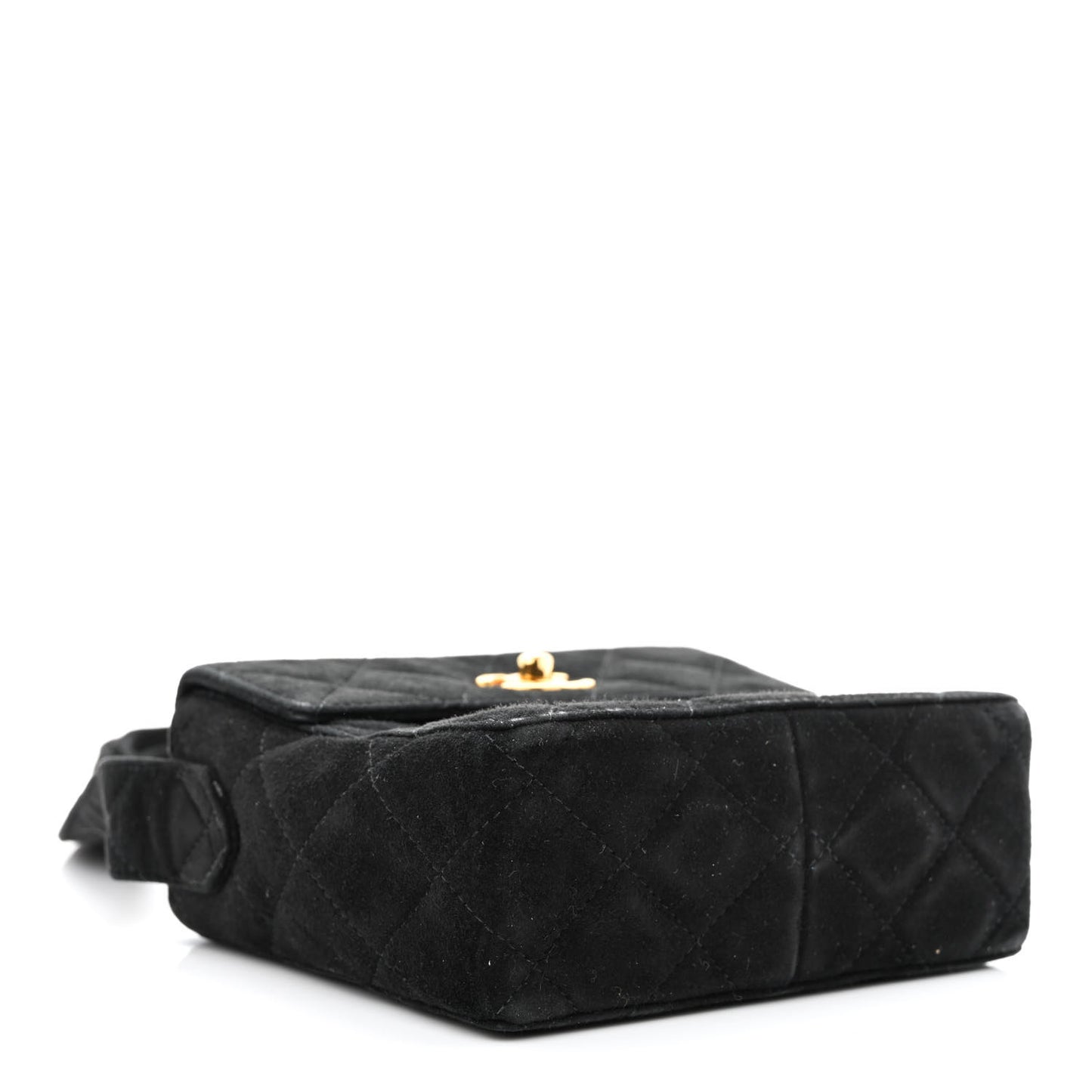 Suede Quilted Flap Shoulder Bag Black