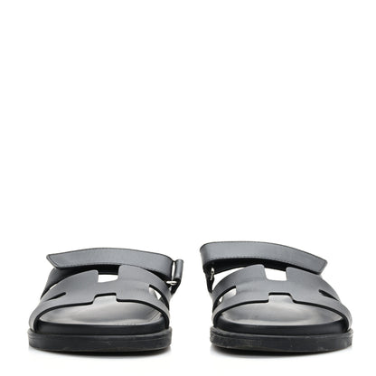 Hermes Calfskin Womens Chypre Sandals 36.5 Black 2 of 9