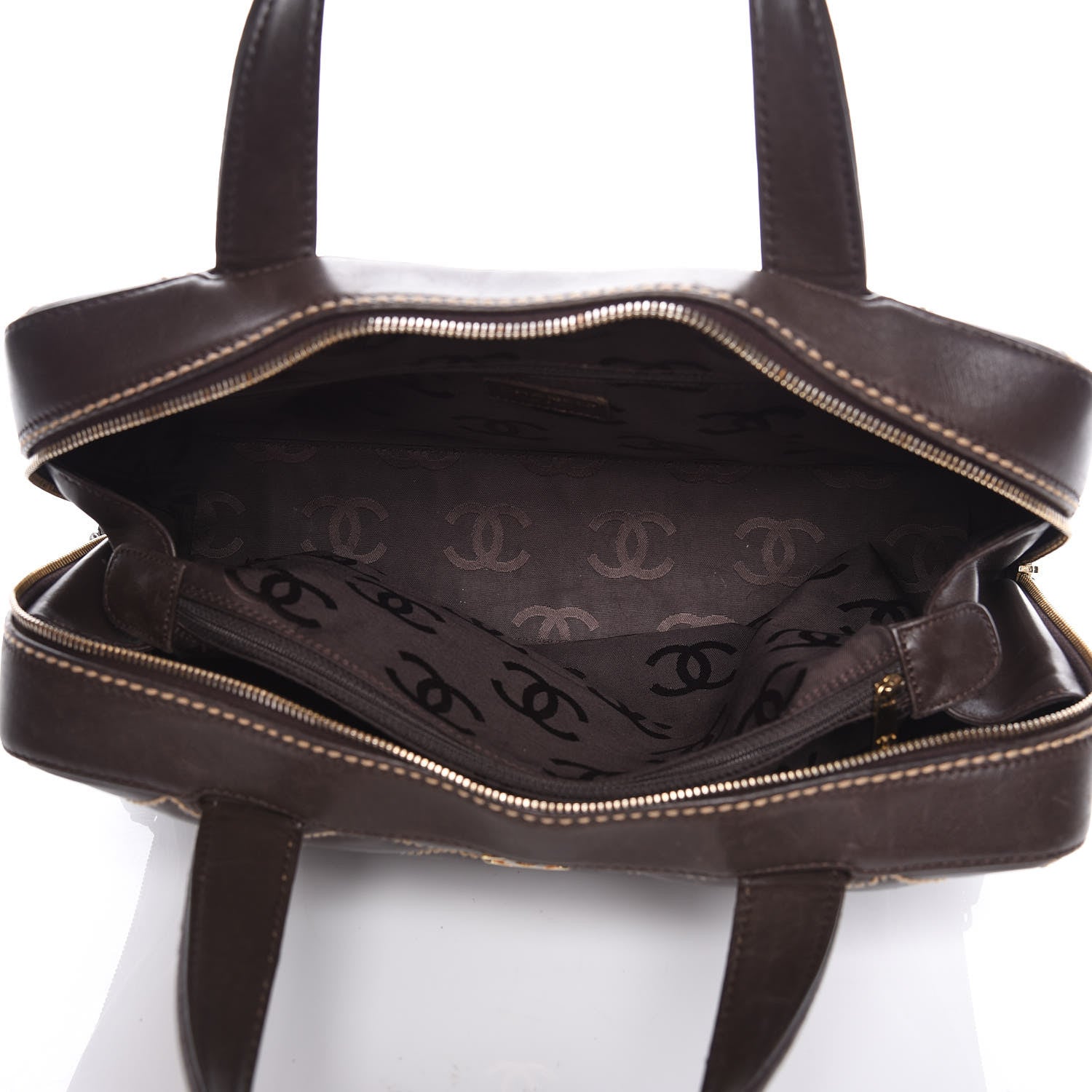Chanel Calfskin Wild Stitch Top Handle Bag Brown 7 of 19