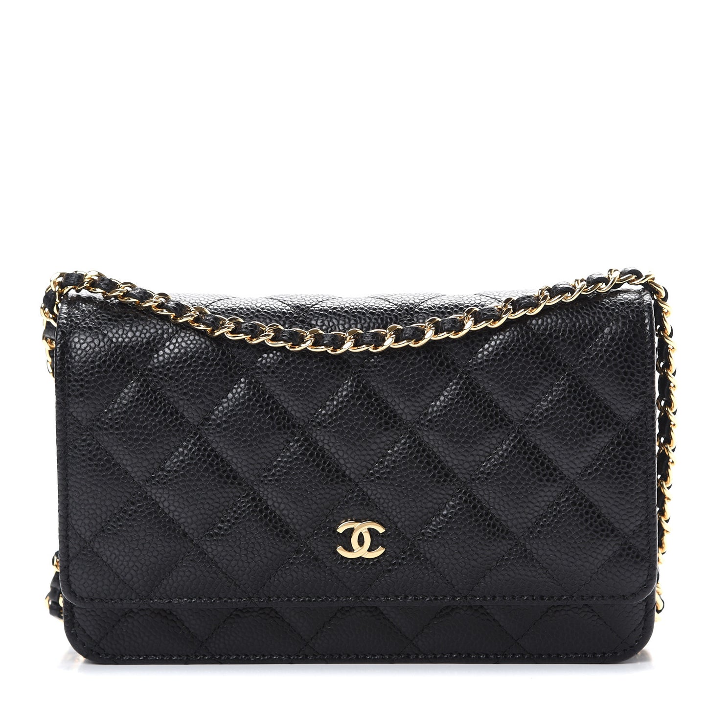 Caviar Quilted Wallet On Chain WOC Black