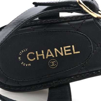 Chanel Calfskin Medallion CC Thong Sandals 36.5 Black 7 of 9