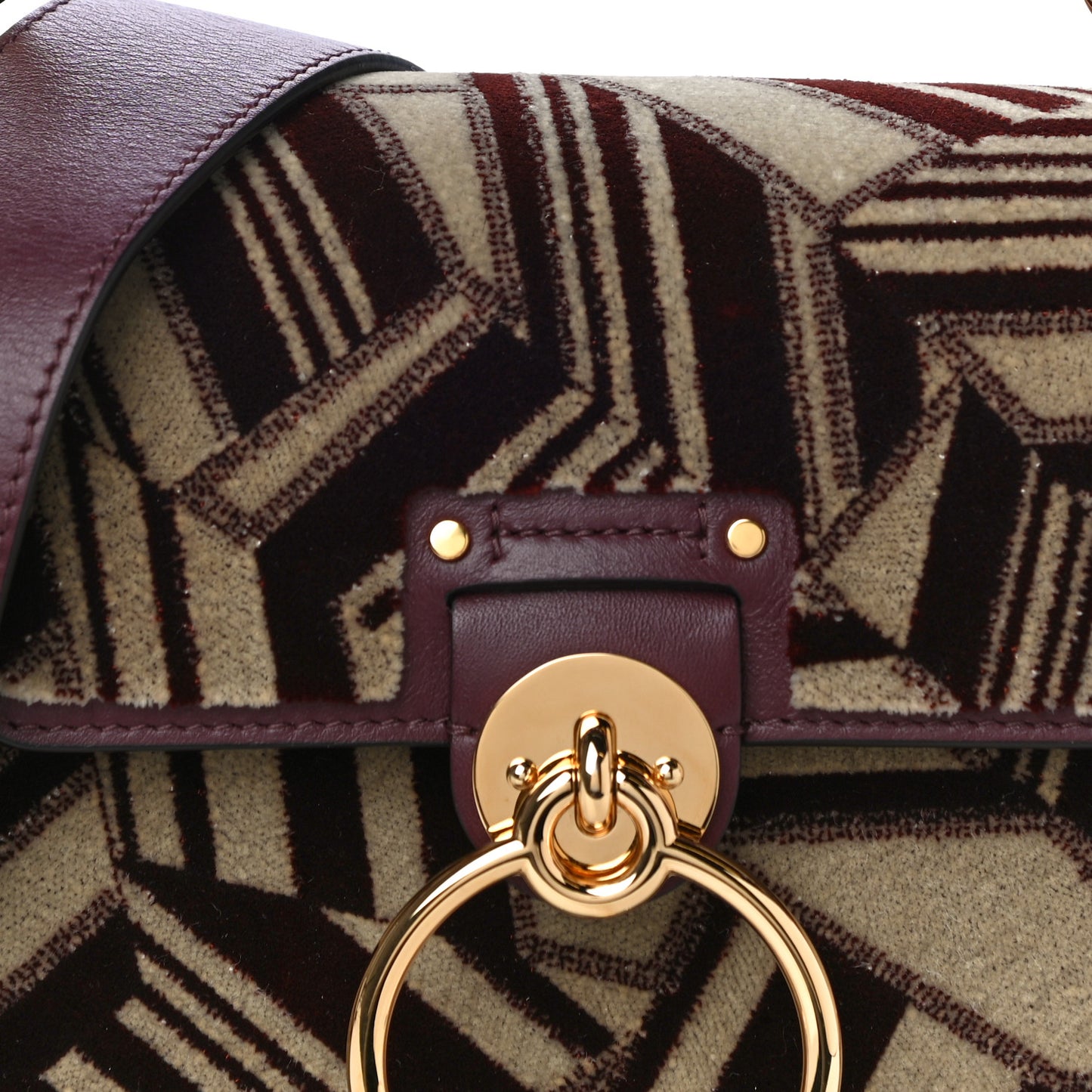 Velvet Calfskin Geometric Small Tess Bag Beige Brown