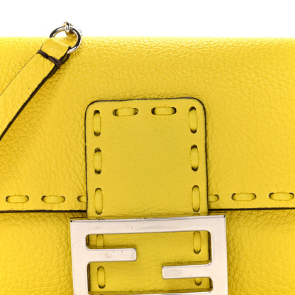Fendi Cuoio Roma Sellerissima Nappa Sintetica Tape Stitch Mini Baguette Acid Yellow 7 of 15