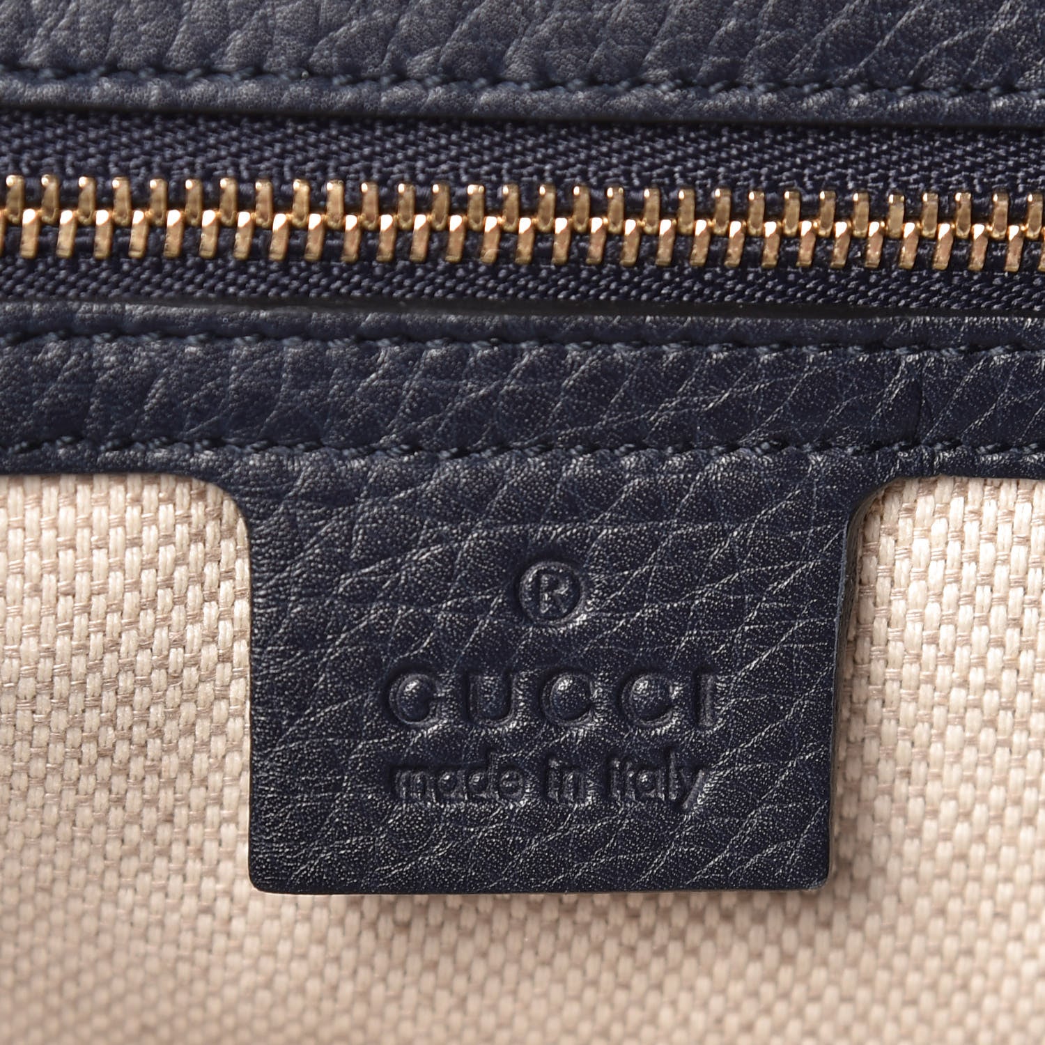 Gucci Pebbled Calfskin Medium Soho Shoulder Bag Blue 8 of 9
