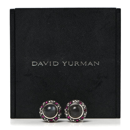 David Yurman Sterling Silver Diamond Ruby Moonstone Midnight Melange Earrings 5 of 5