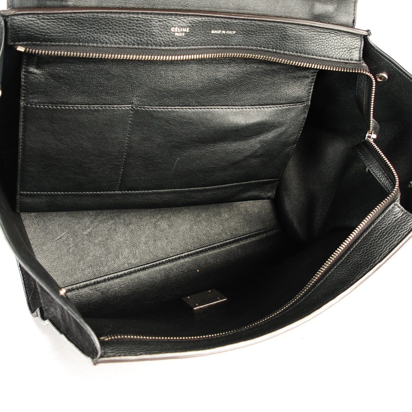 Drummed Calfskin Suede Medium Trapeze Black