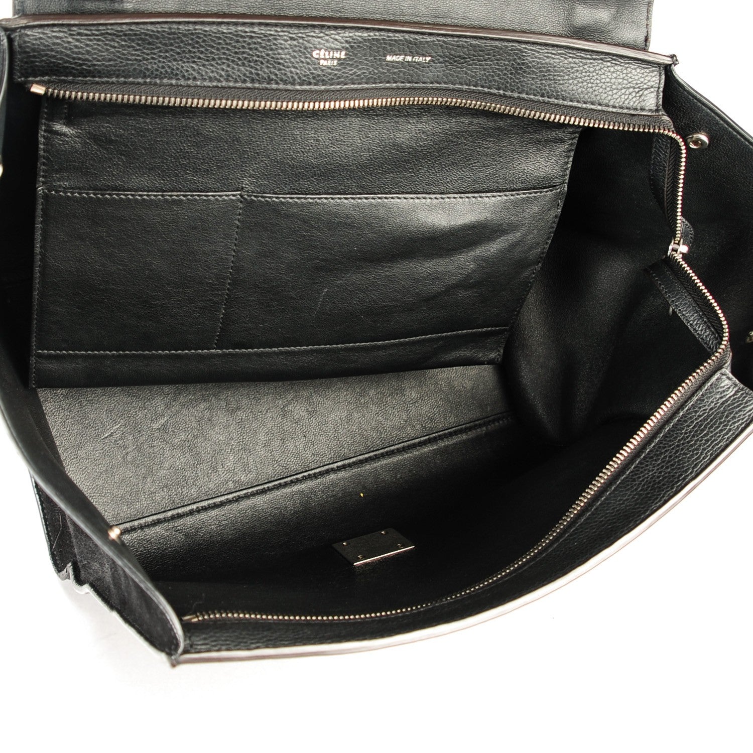 Celine Drummed Calfskin Suede Medium Trapeze Black 5 of 8