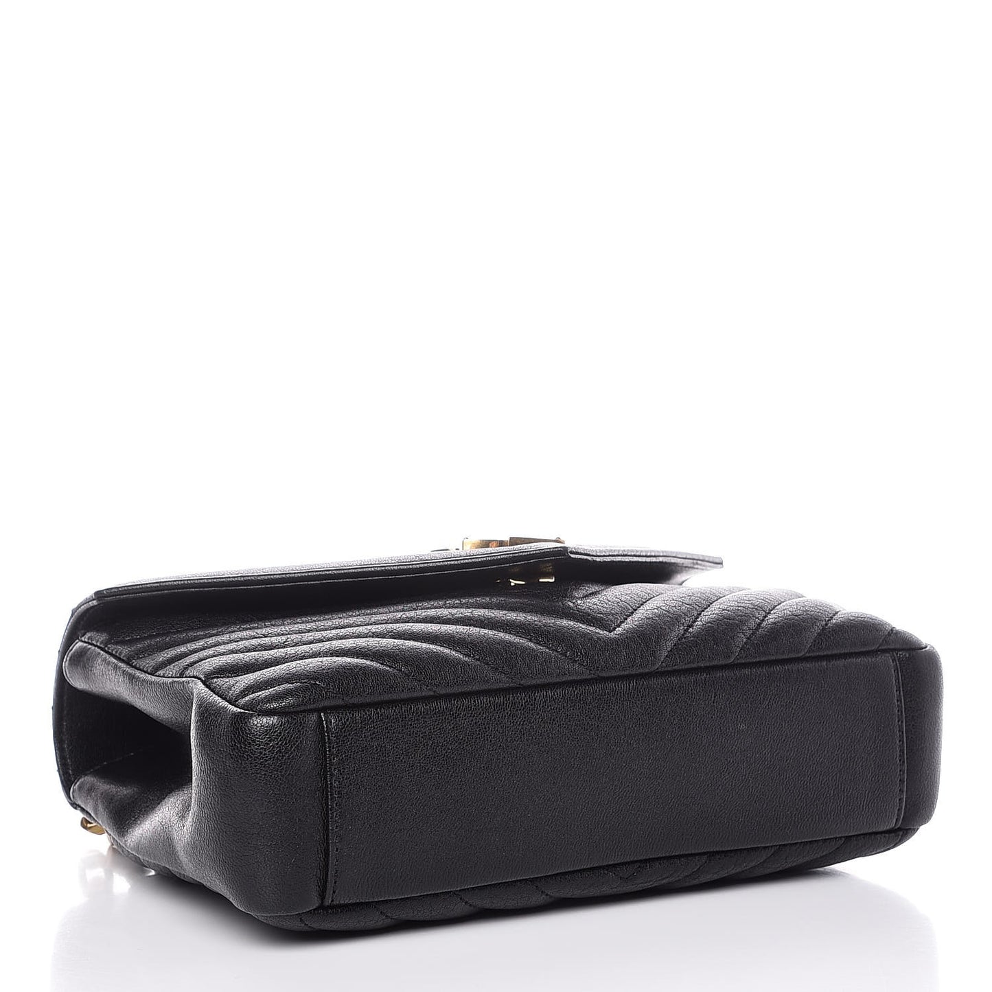Sheepskin Matelasse Chevron Monogram Medium College Bag Black