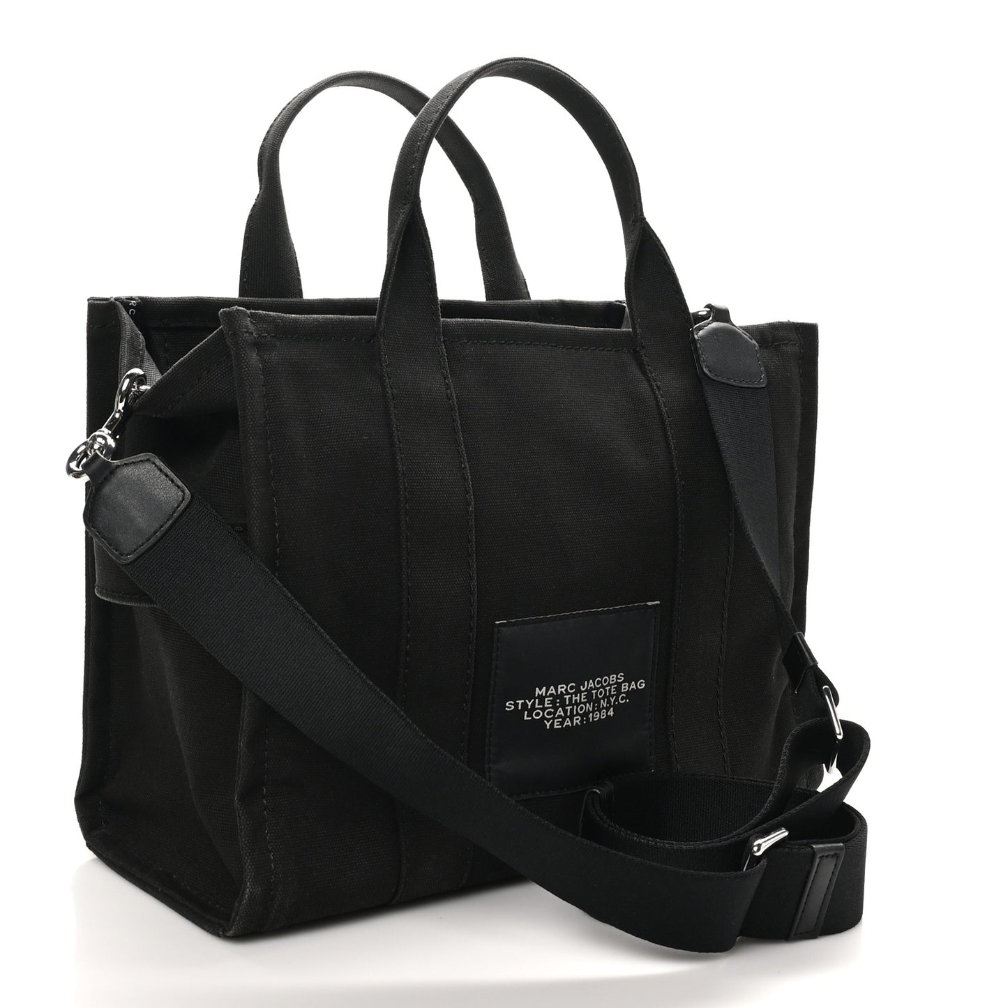 Cotton Canvas Medium The Traveler Tote Bag Black