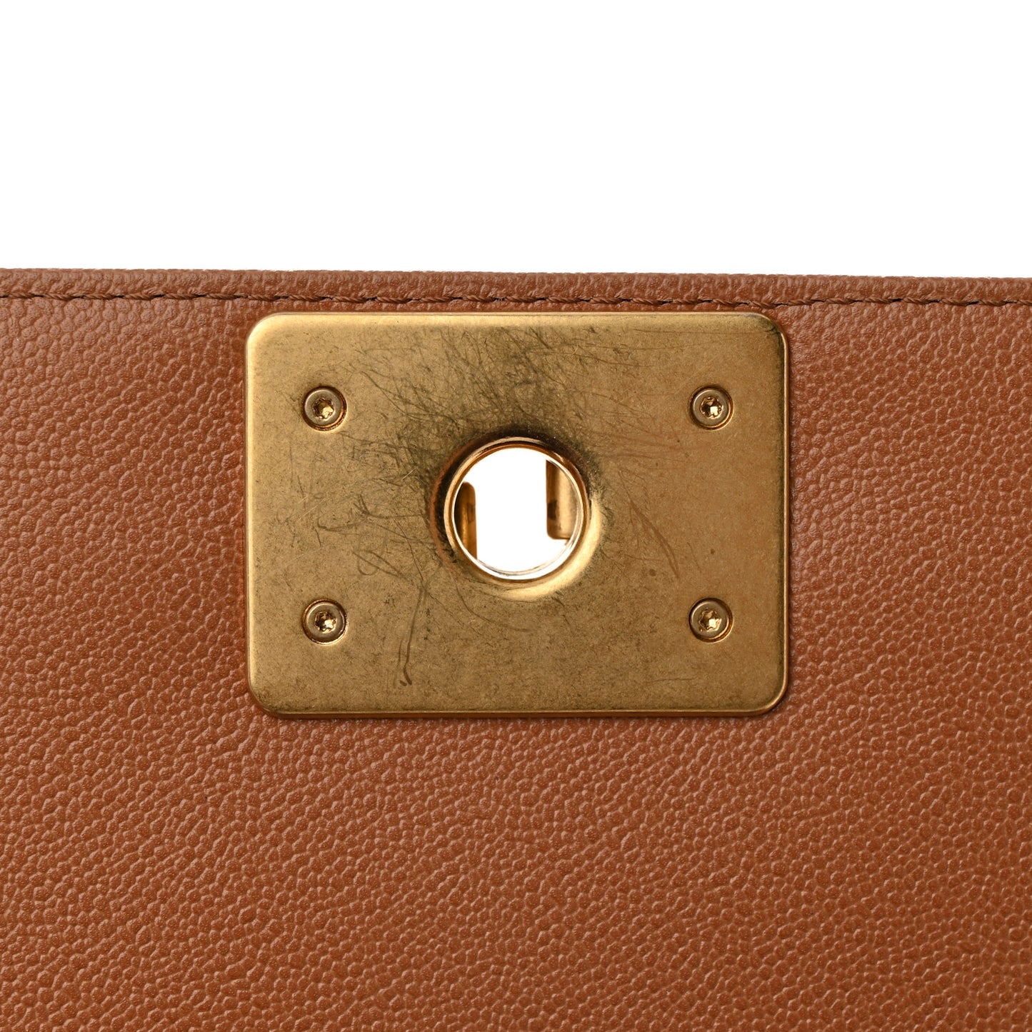 Caviar Chevron Quilted Medium Boy Flap Brown