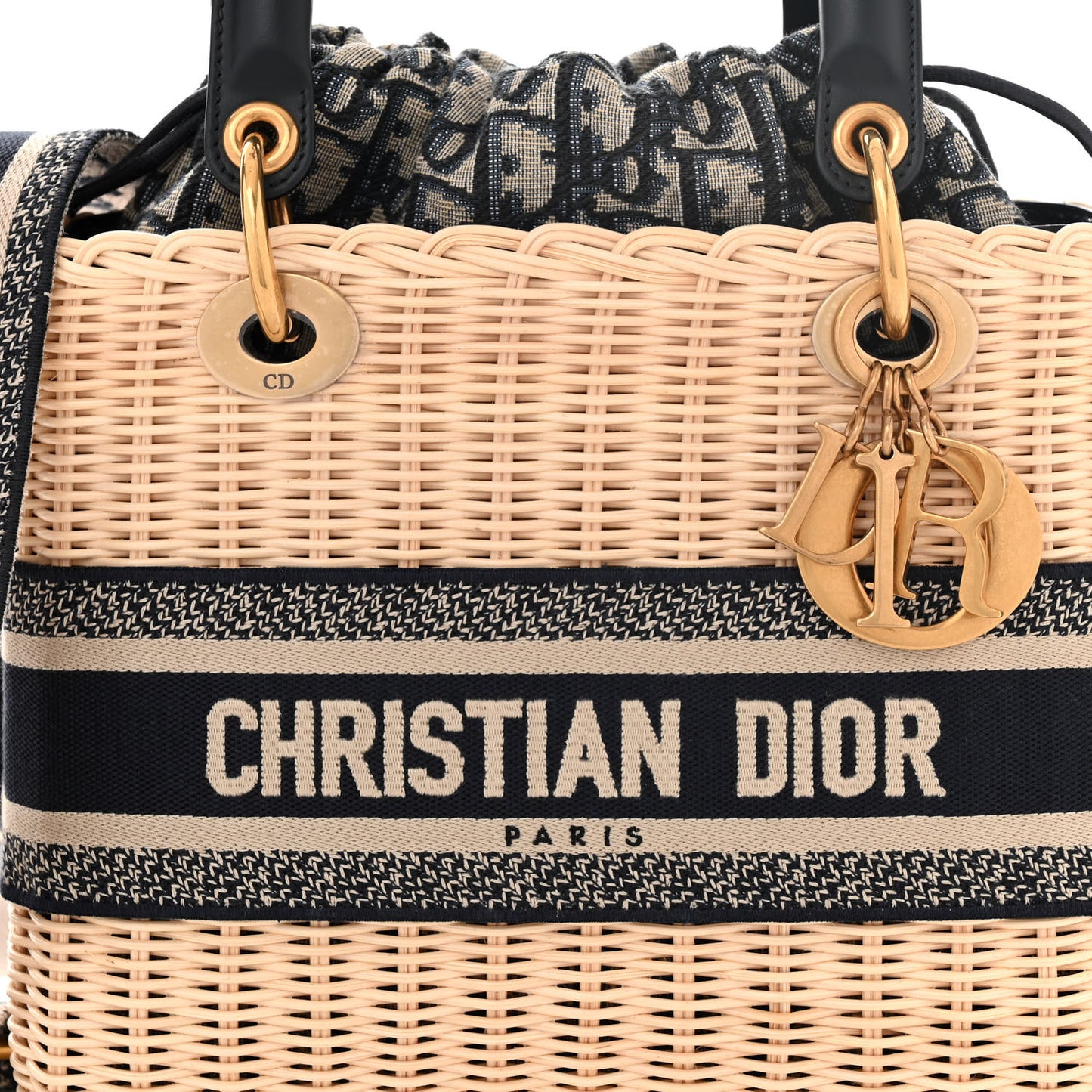 Wicker Oblique Medium Lady Dior Bag Blue