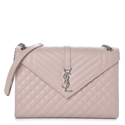 Saint Laurent Grain De Poudre Textured Mixed Matelasse Large Triquilt Monogram Satchel Rose 1 of 7