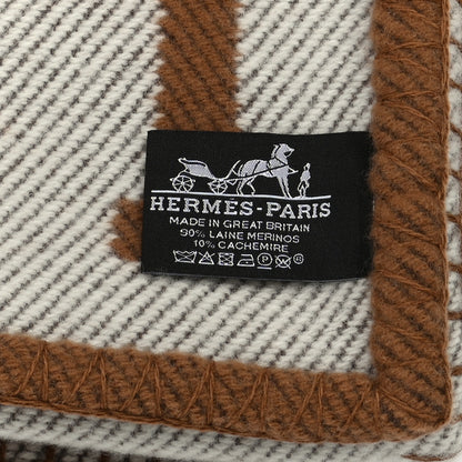 Hermes Wool Cashmere Avalon Blanket Ecru Camel 3 of 3