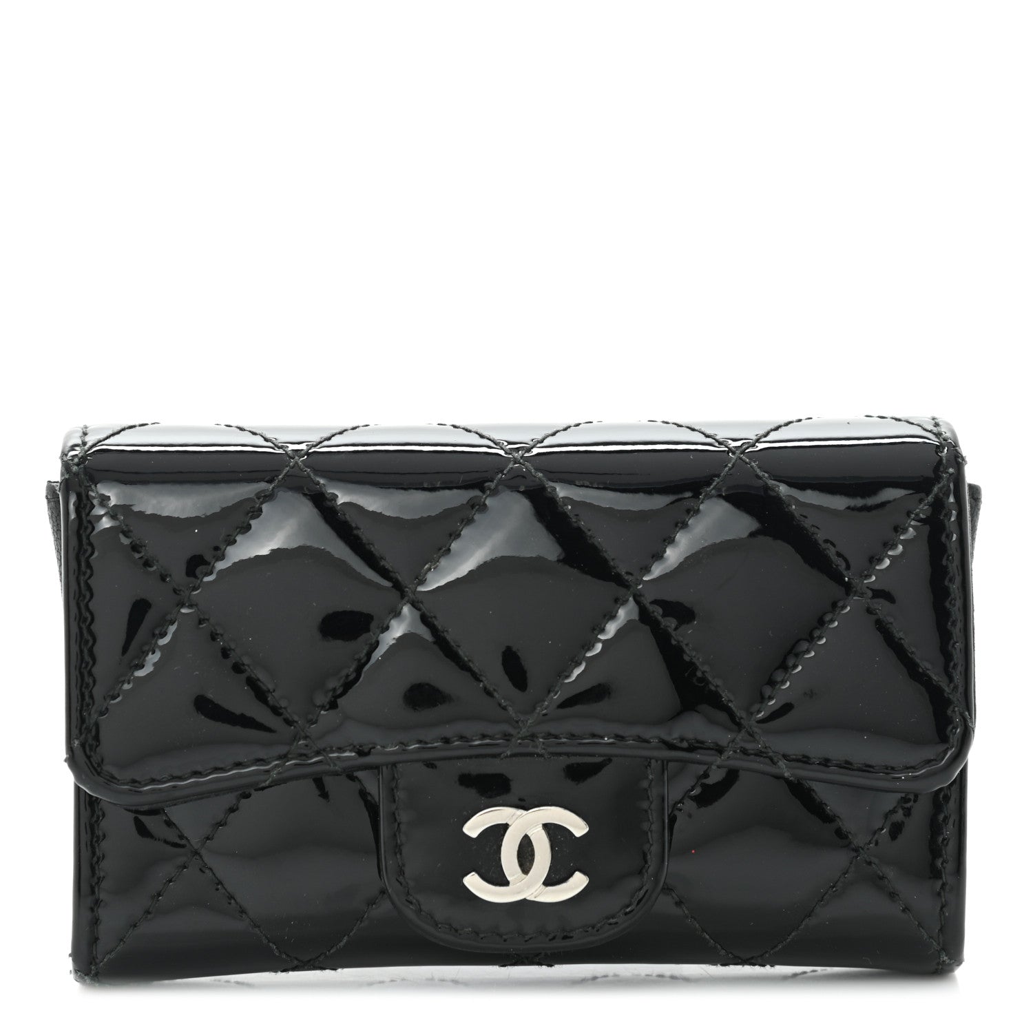 Chanel Patent Quilted Flap Card Holder Black 1 of 9