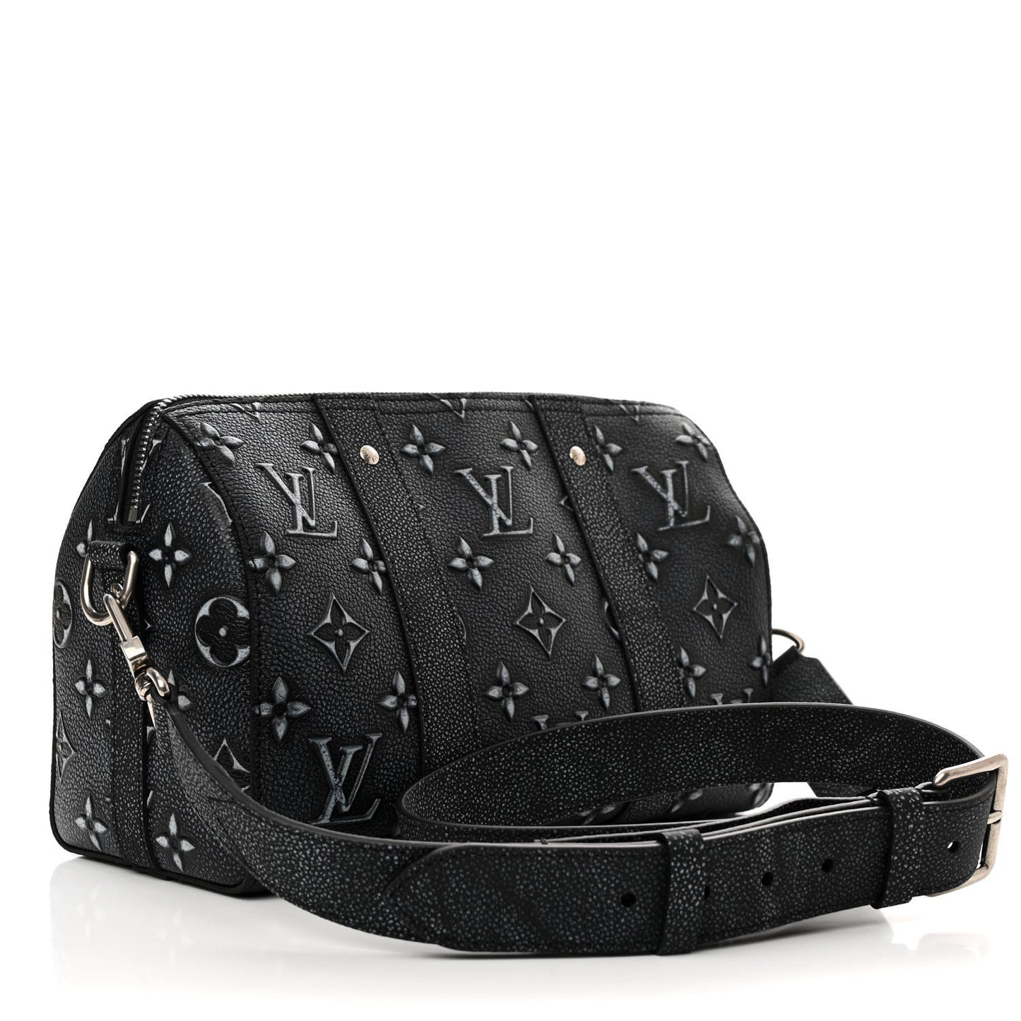 Calfskin Debossed Monogram Versailles City Keepall Charcoal