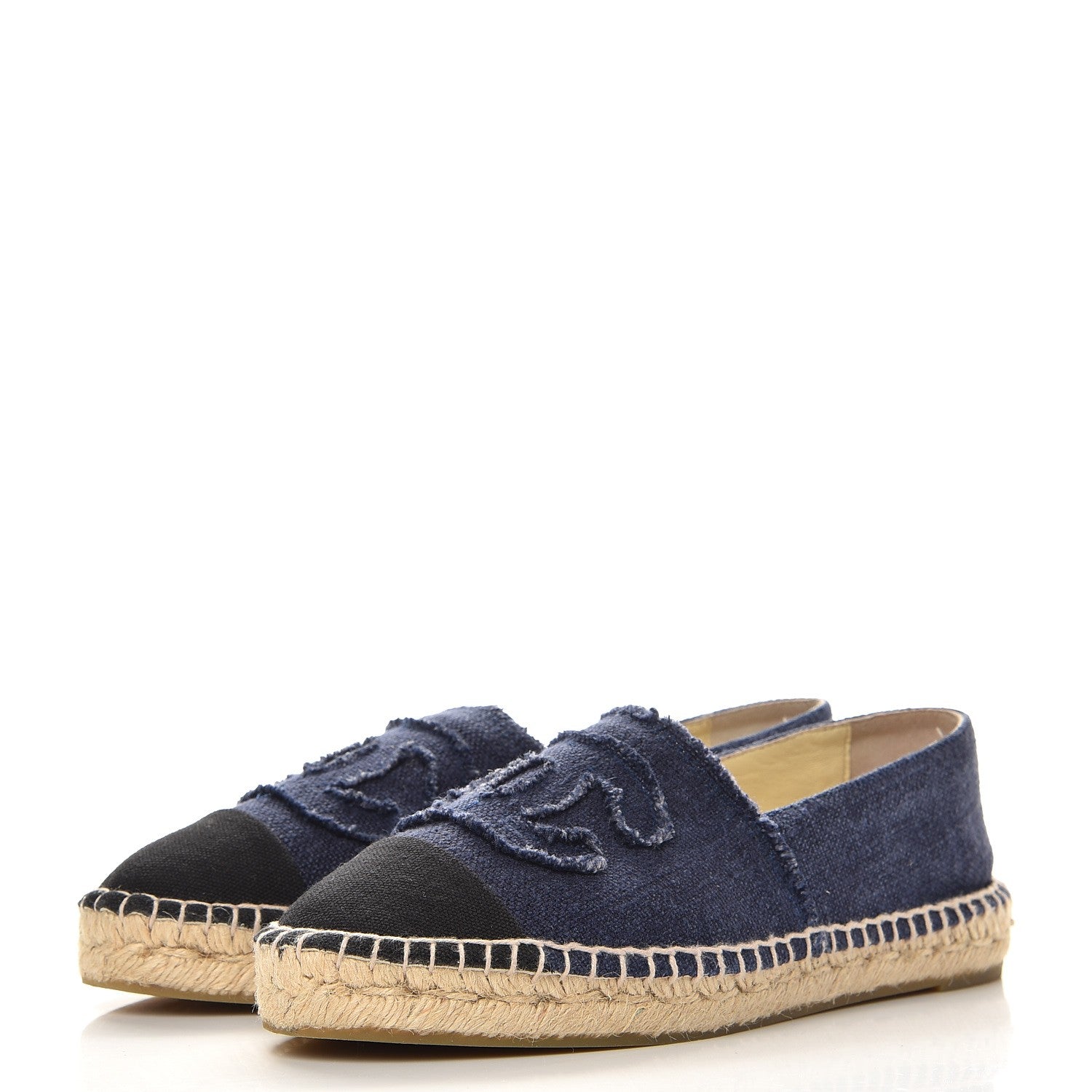 Chanel Denim Toile CC Espadrilles 40 Navy Black 3 of 10