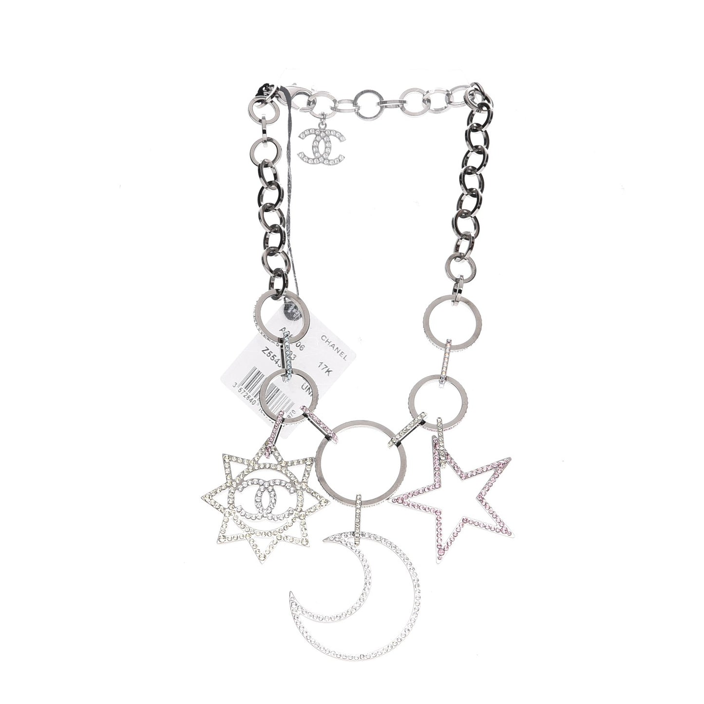 Ruthenium Crystal CC Star Moon Star Necklace