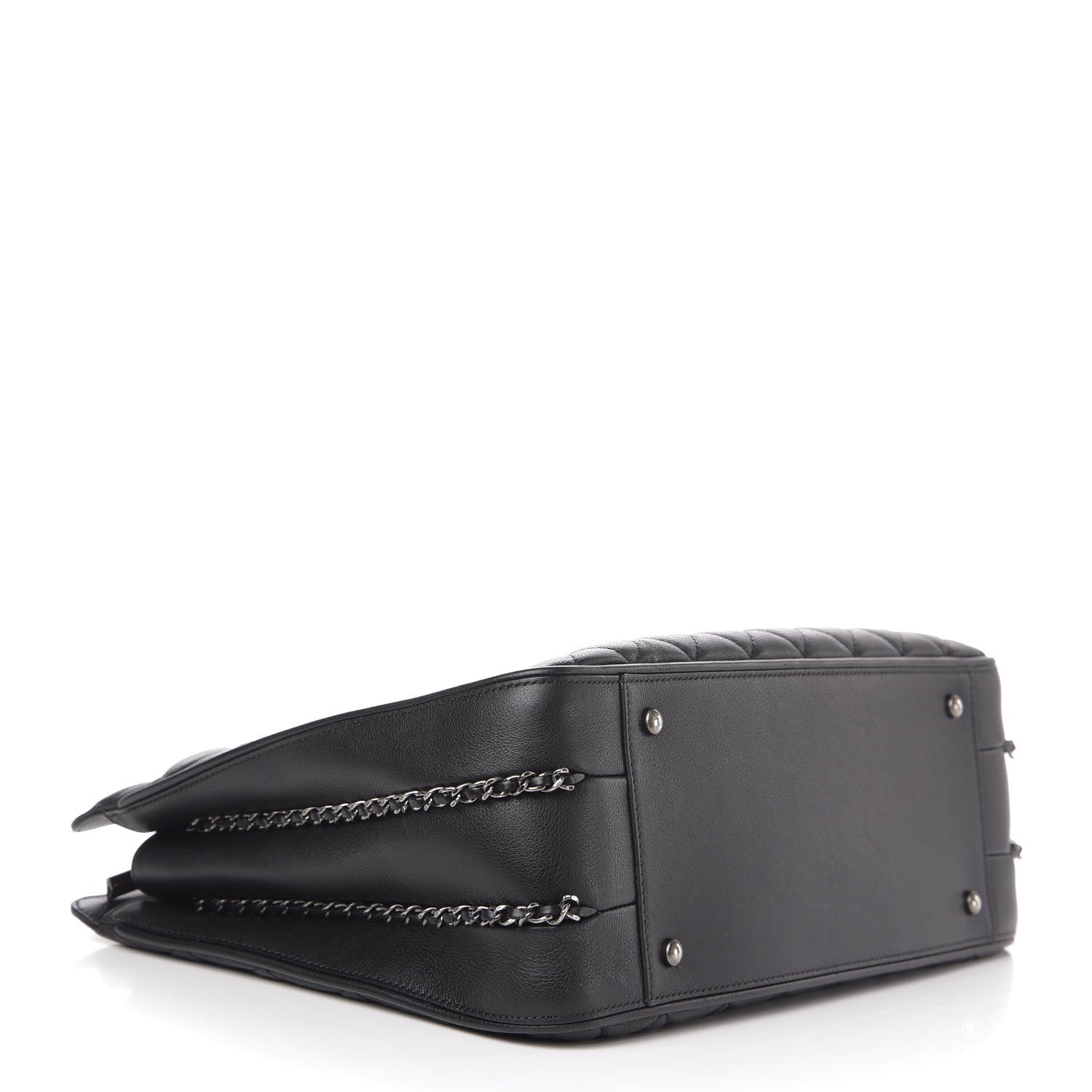 Chanel Calfskin Quilted Frame In Chain Tote Black 4 of 11