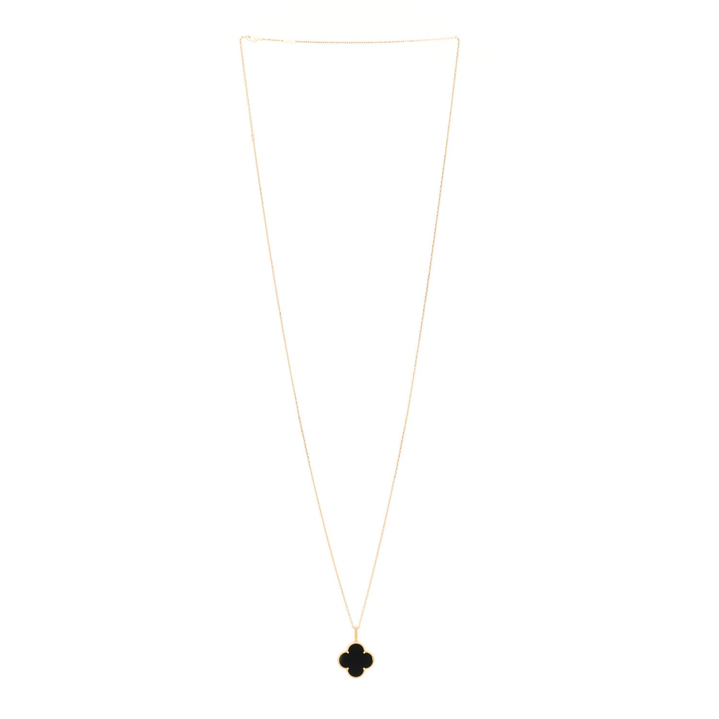 18K Yellow Gold Black Onyx Magic Alhambra Pendant Necklace
