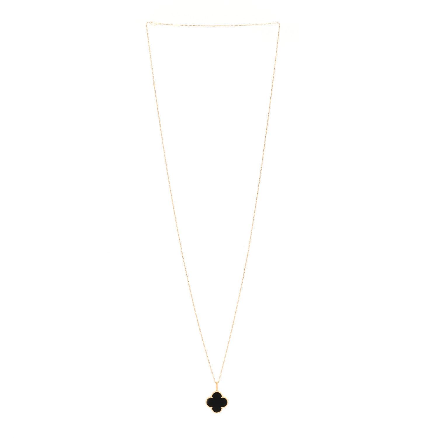Van Cleef & Arpels 18K Yellow Gold Black Onyx Magic Alhambra Pendant Necklace 3 of 6